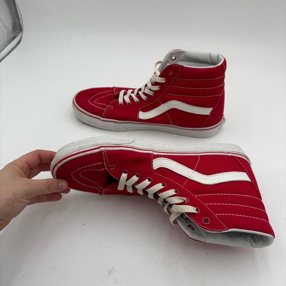 Vans Men’s 10 Red White SK8 Hi Skateboarding High Top Lace Up Sneakers - Picture 7 of 8